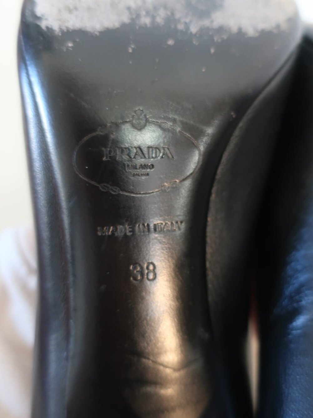 Womens Prada Black Leather Pointy Toe Pumps 38 EU/US 8 - Picture 11 of 13